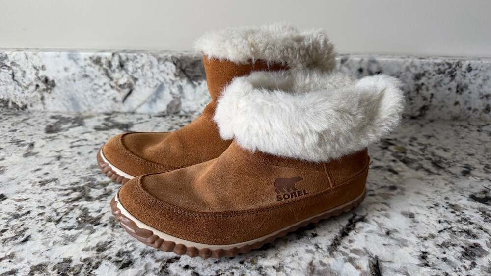 Sorel Out 'N About Suede Faux Fur Ankle Booties NL3073-286